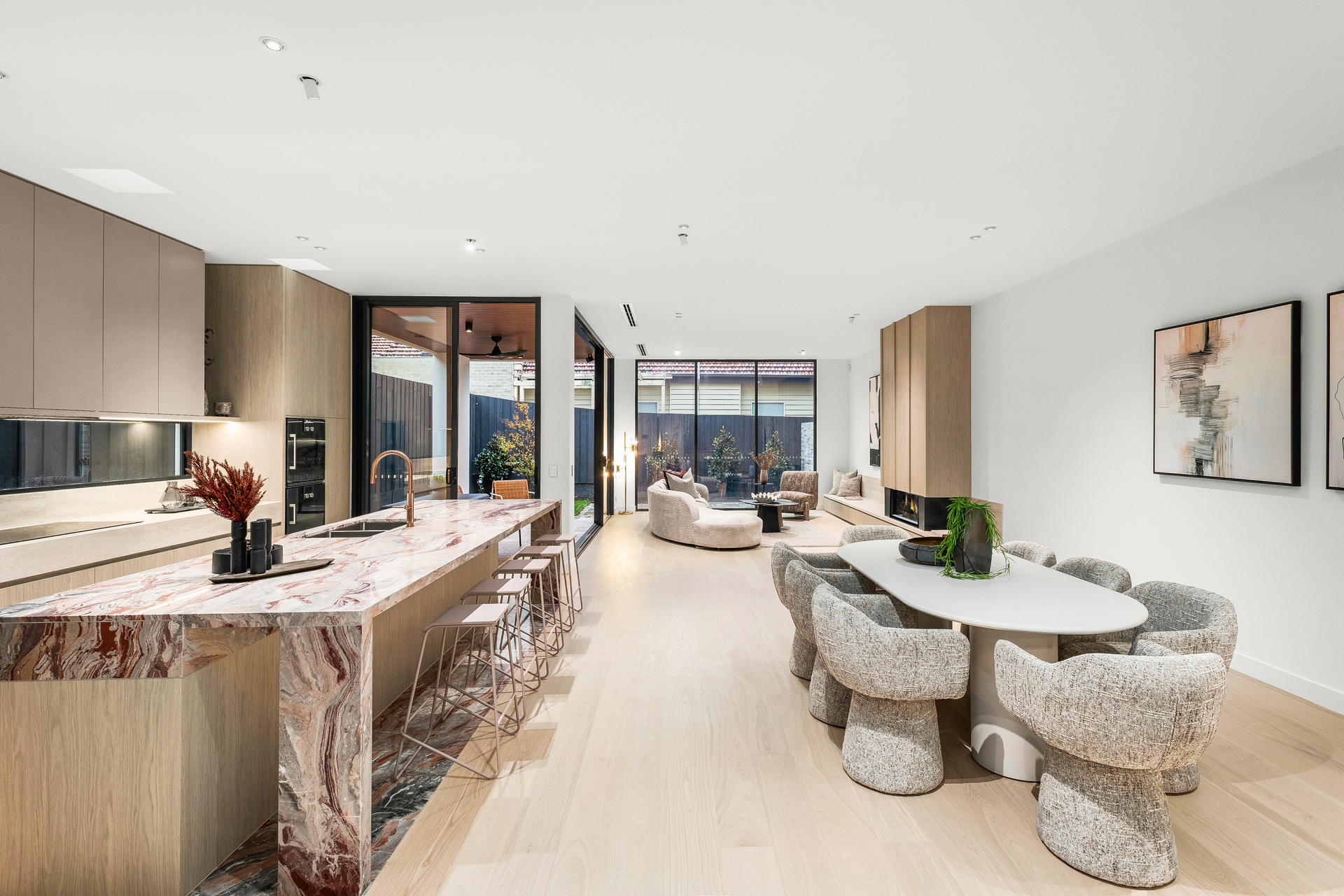 Warm interior with timber flooring