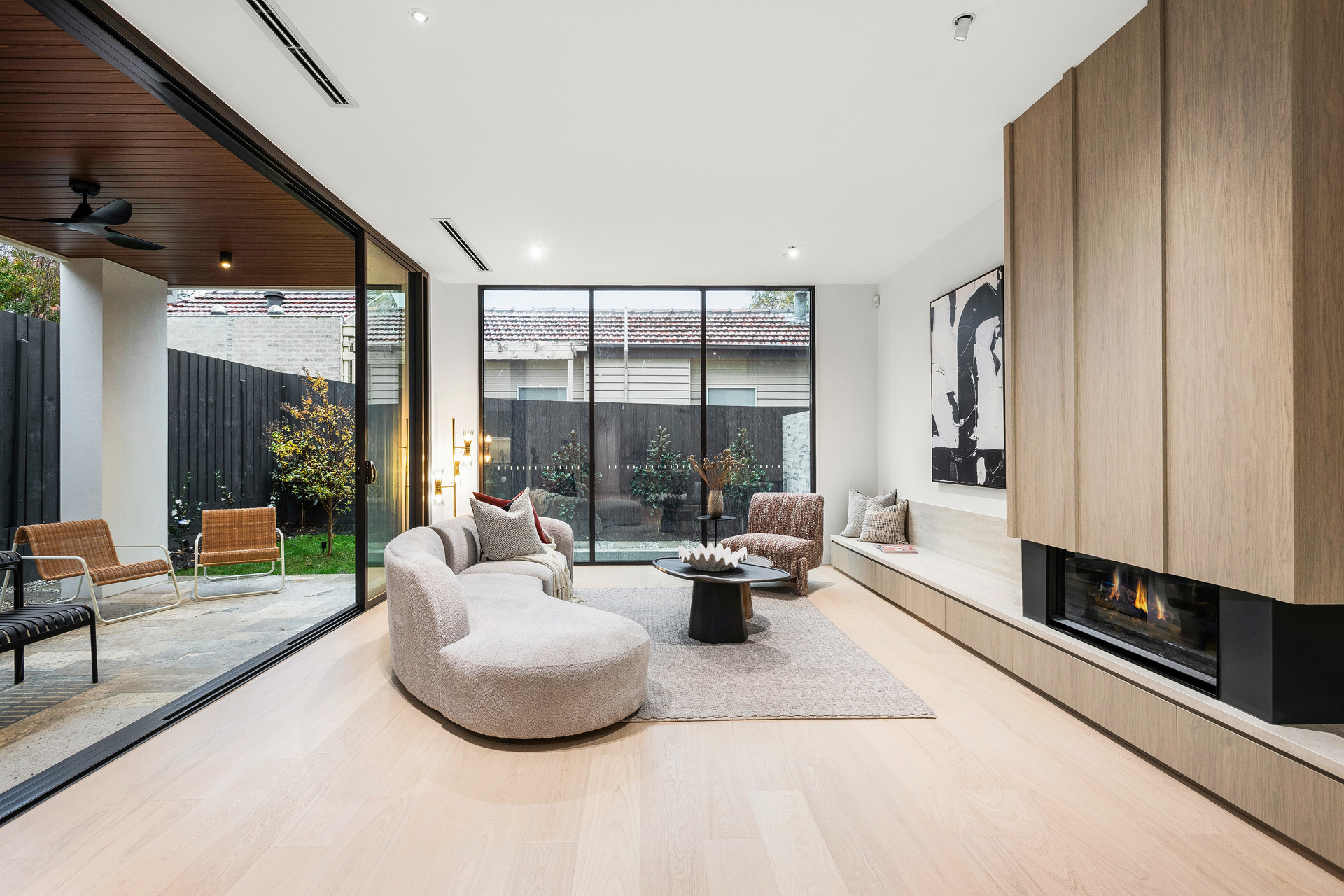 Open-plan living at dusk